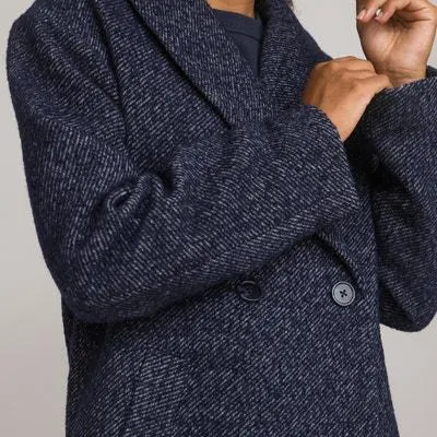 Herringbone Shawl Collar Coat, Mid-Length