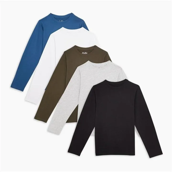 Older Boys 5 Pack Long Sleeve T-Shirts