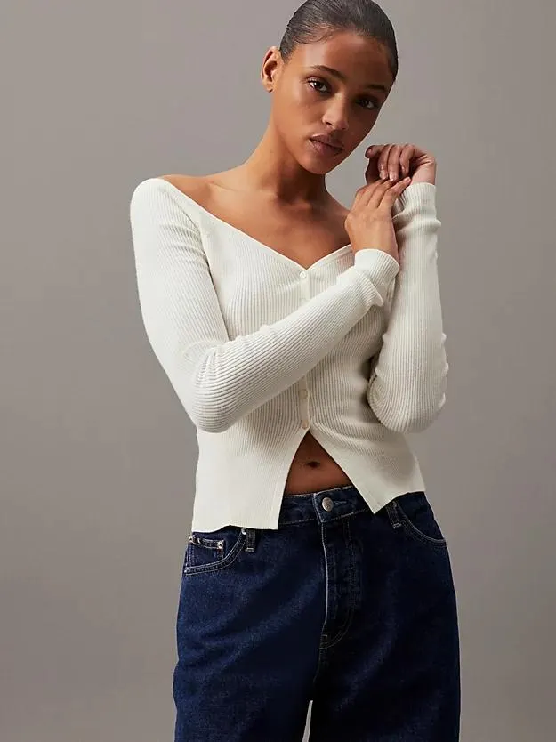 Slim Ribbed Cotton Cardigan