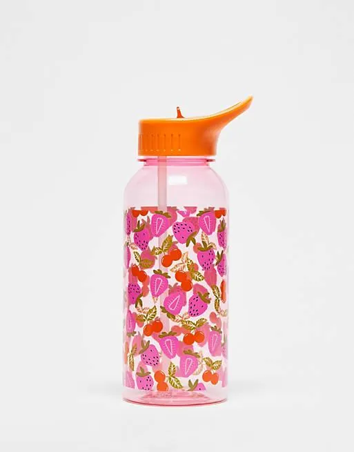Typo 1L water bottle in pink with fruity print