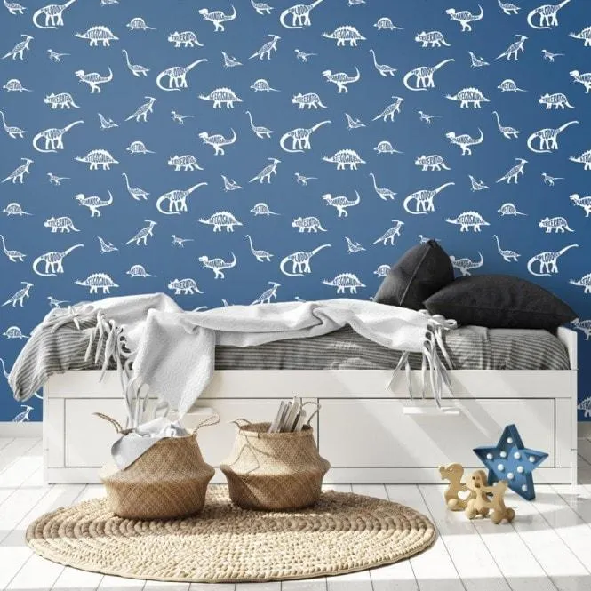 Dino Childrens Wallpaper in Blue