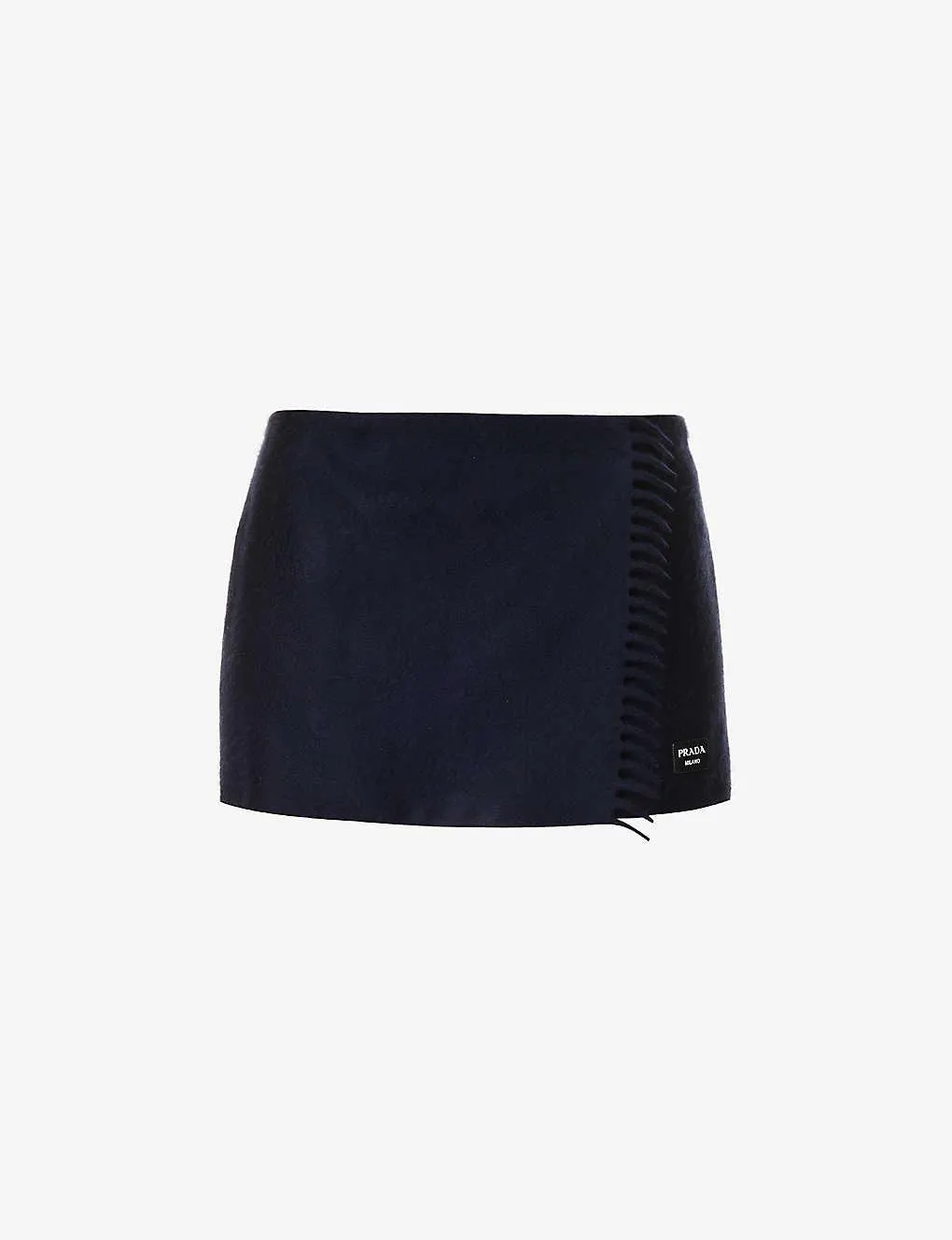 Low-rise logo-patch cashmere mini skirt