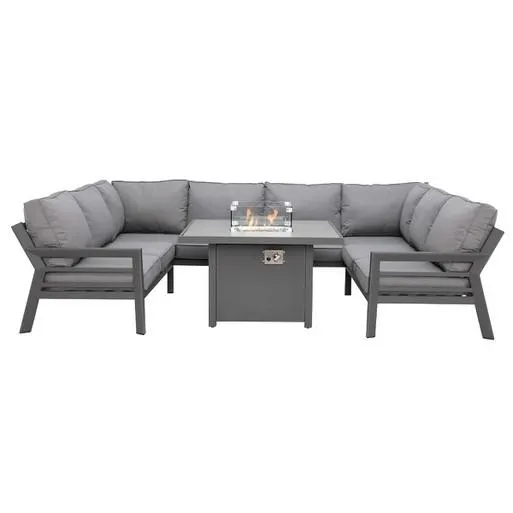 U-Shaped Garden Sofa Set with Fire Pit