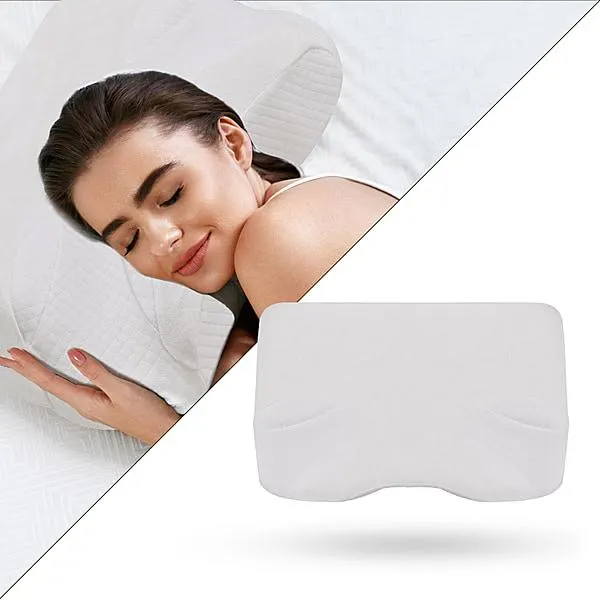 Anti Snore Memory Foam Pillow - Contoured Neck and Head Support - Soft & Breathable
