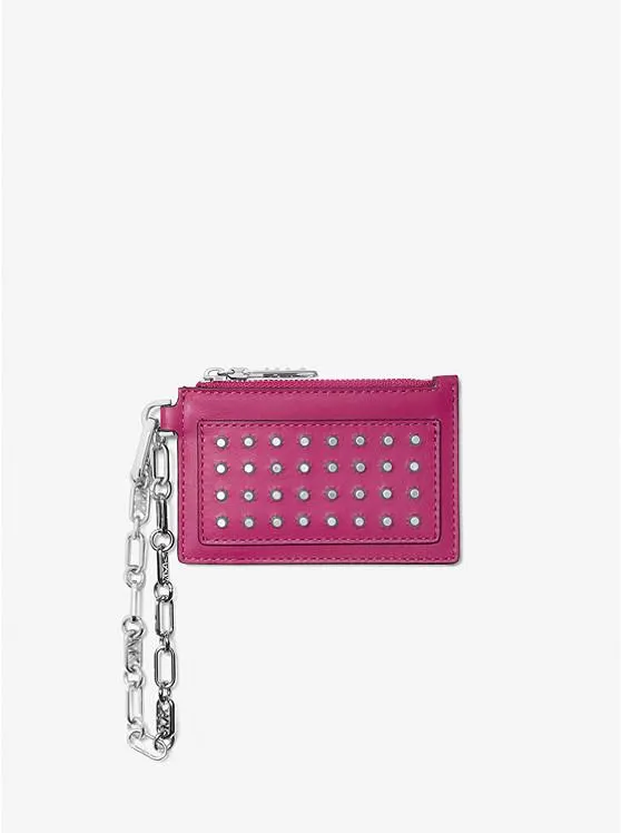 Empire Small Studded Leather Chain-Link Card Case