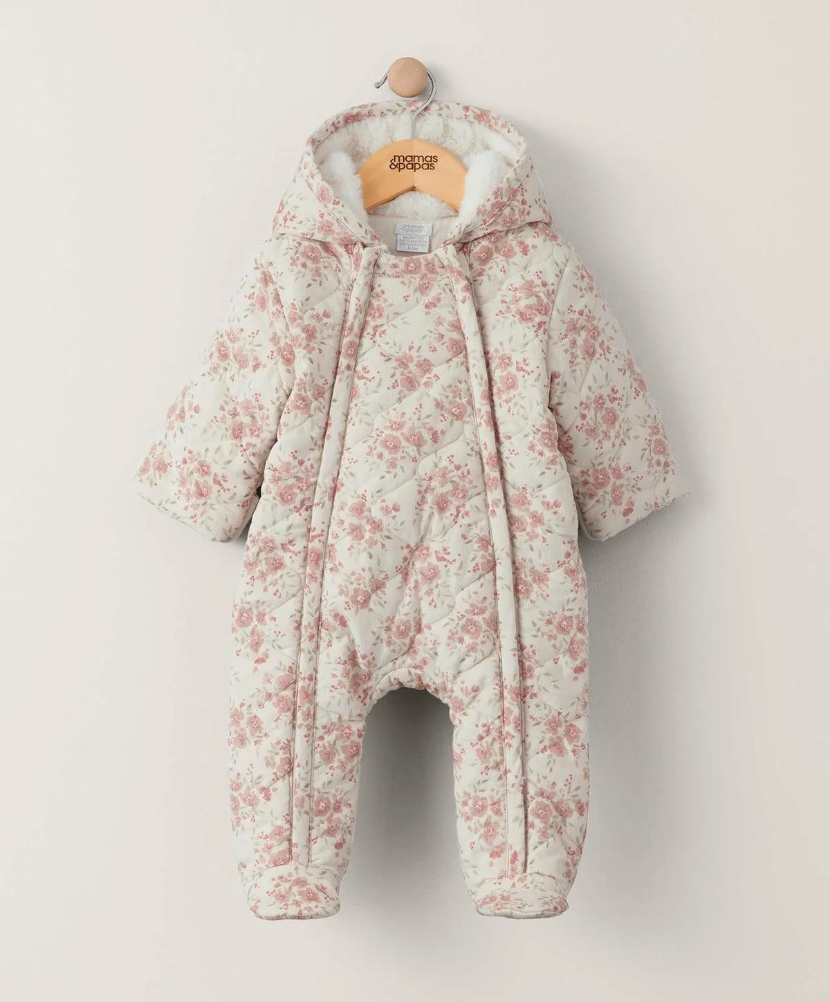 Neutral All Over Print Cord Quilted Pramsuit
