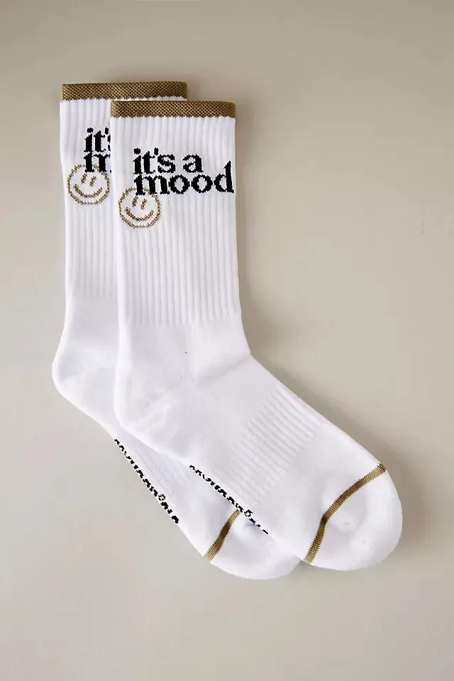 Soxygen It's a Mood Slogan Organic Cotton Ribbed Crew Socks