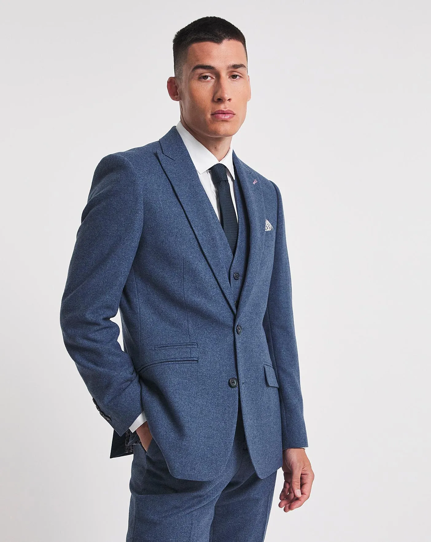 Light Blue Donegal Regular Fit Suit Jacket