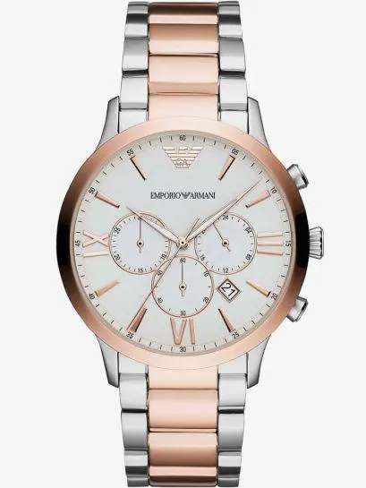 Mens Giovanni Two Tone Silver Chronograph Dial Bracelet Watch