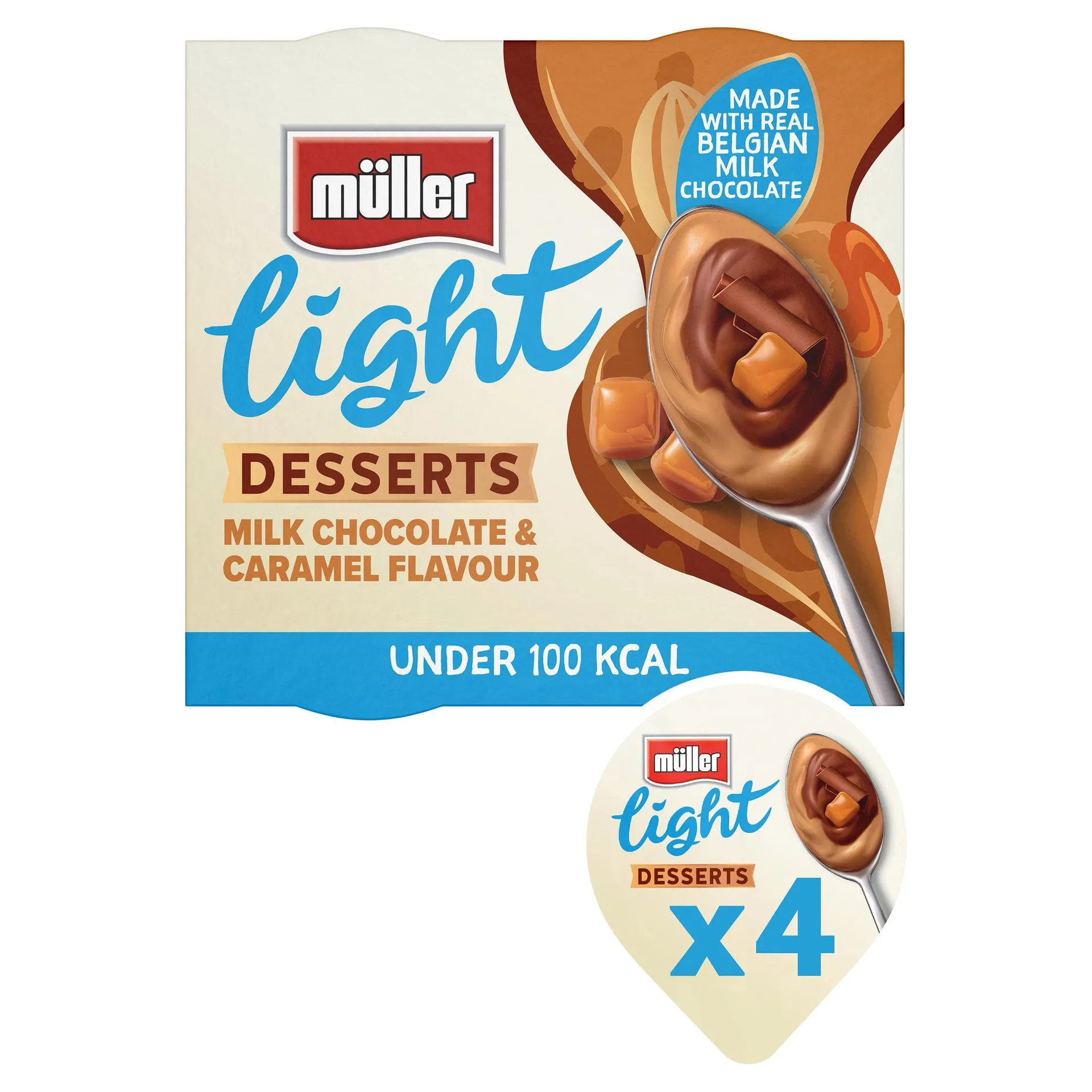 Müller Light Desserts Milk Chocolate & Caramel Flavour 4 x 90g (360g)