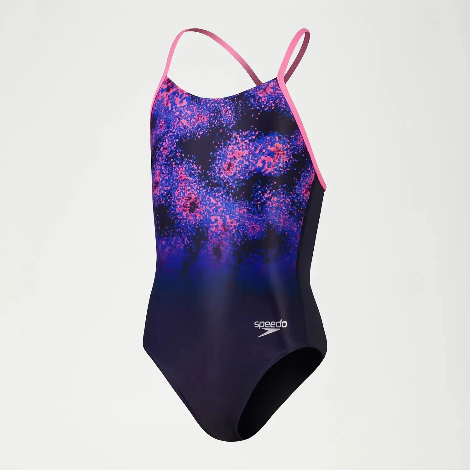 Girls' Placement Lane Line Back Swimsuit Blue/Purple