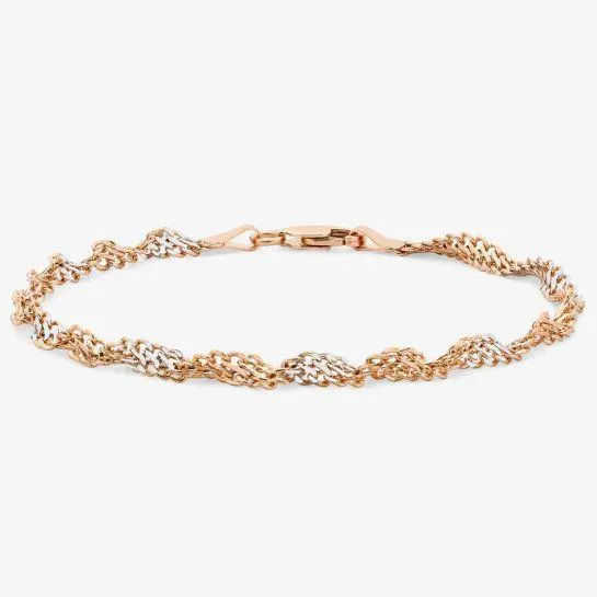 9ct Two Colour Gold 7.5 Inch Twisted Curb Bracelet 2.23.6052
