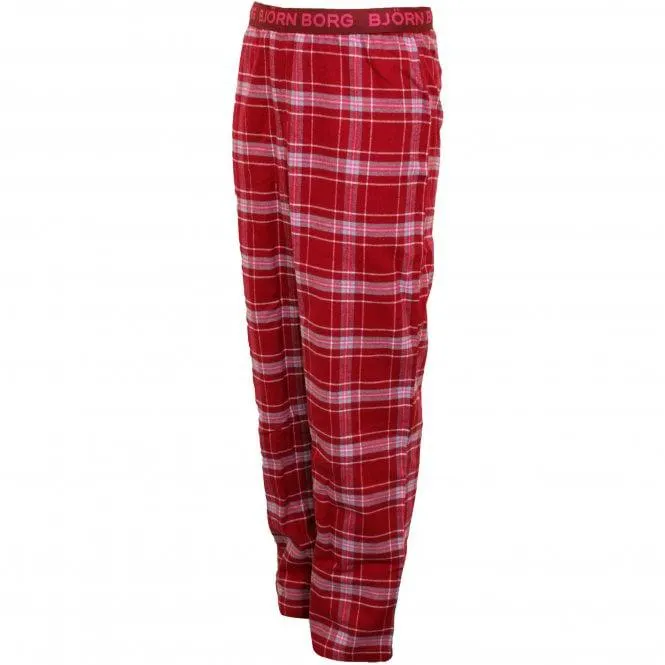 Bjorn Borg Boys Check Flannel Boys Pyjama Bottoms, Rumba Red
