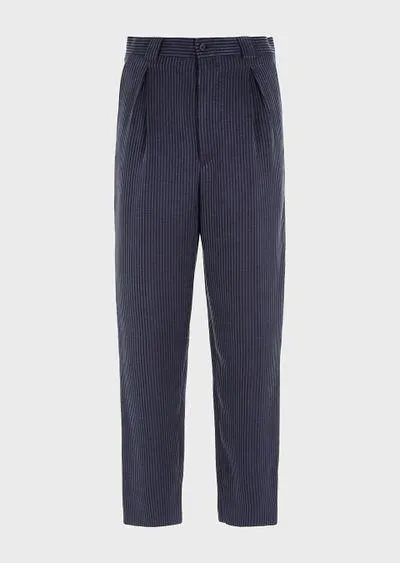 Pinstriped cupro one-dart trousers