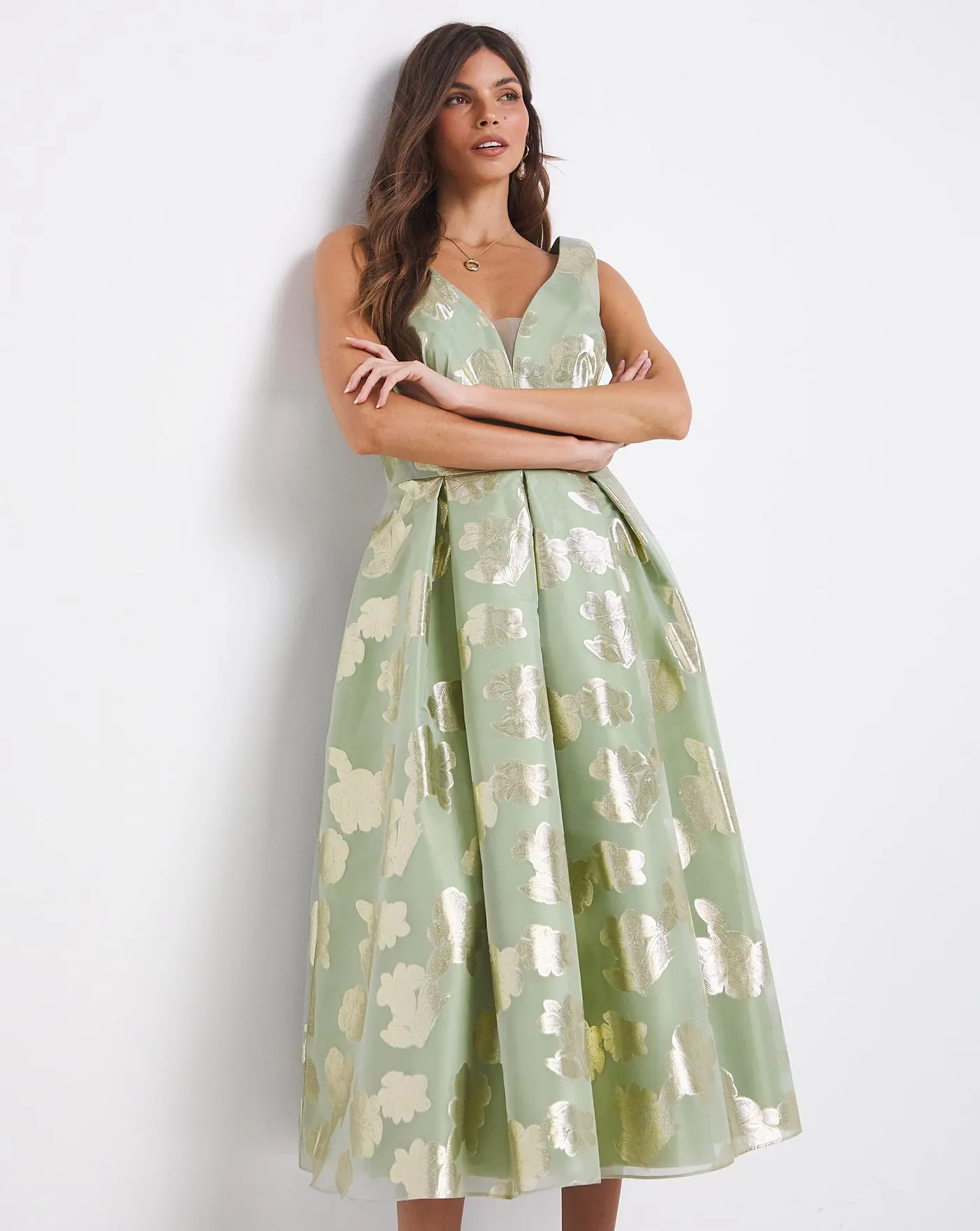 Joanna Hope Jacquard Prom Midi Dress