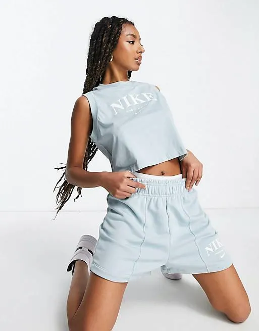 Nike Essential retro co ord in ocean blue