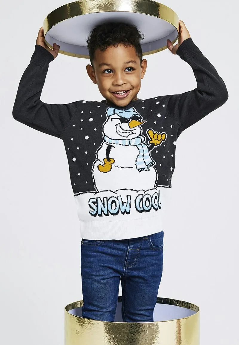 Older Boys Grey Snowman Light Up Christmas Jumper