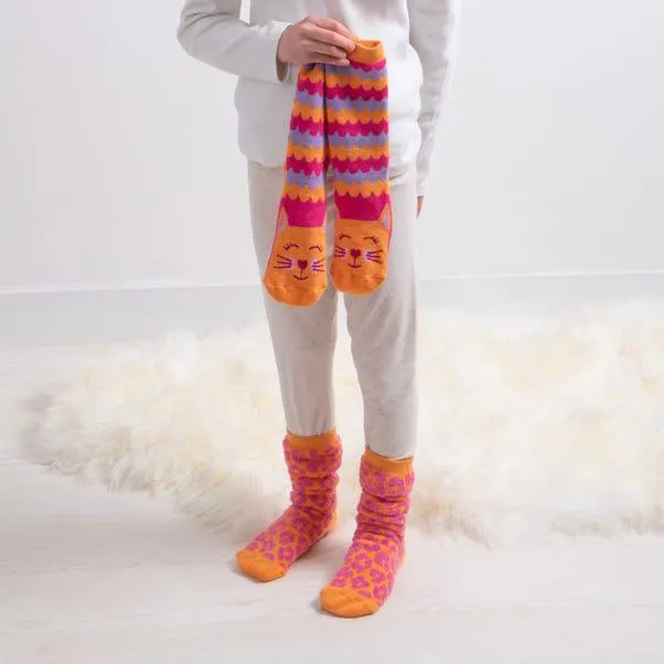 totes Pack of 2 Toasties Kids Original Cat Slipper Socks