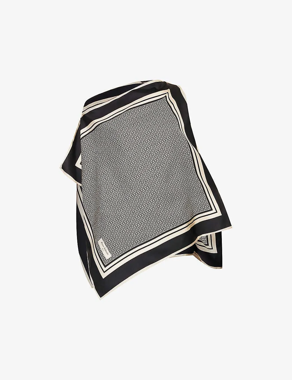 Monogram-print asymmetric-hem silk top