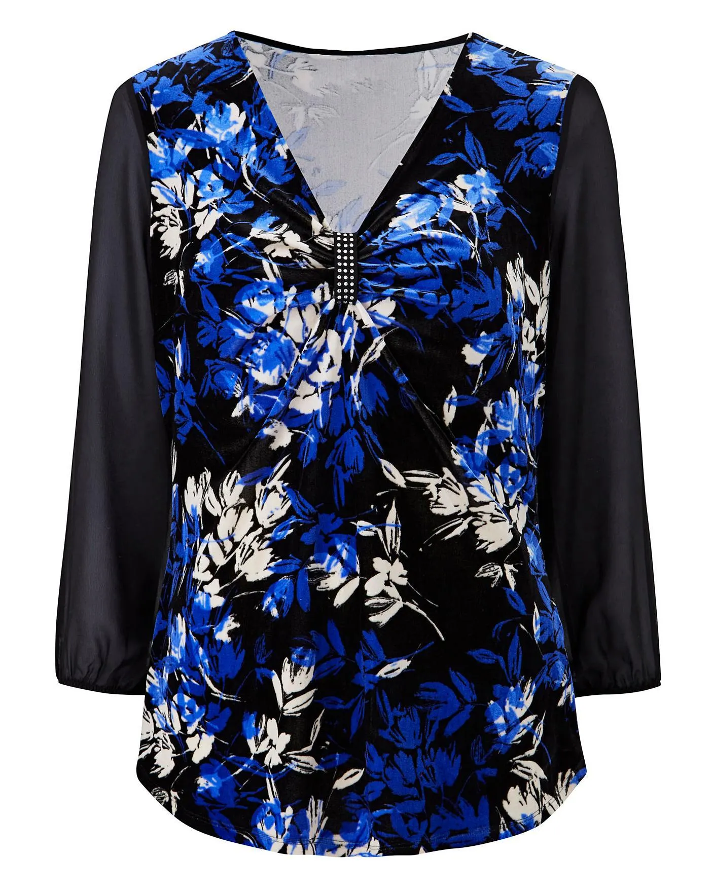 Print Velour Tunic with Diamante Trim