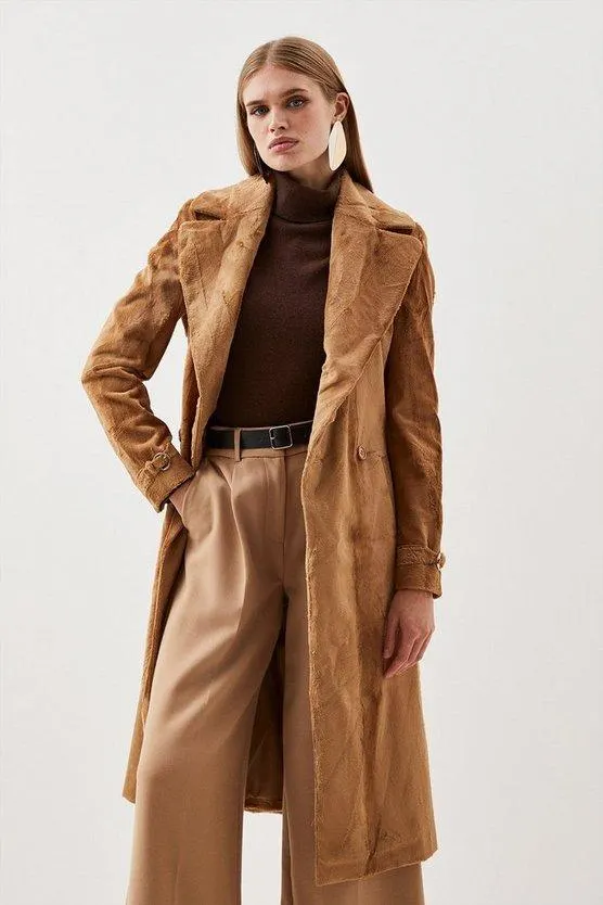 Signature Ponyskin Belted Midi Coat