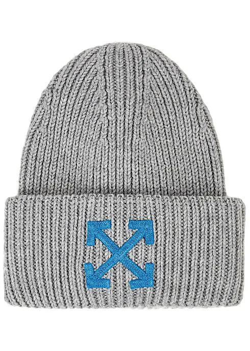 Arrow ribbed wool beanie