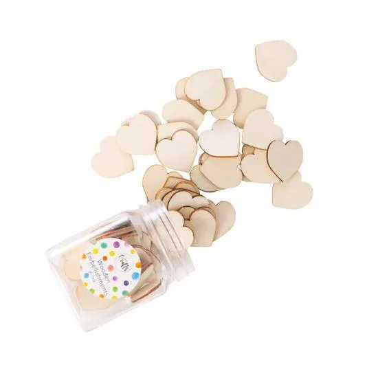 1893 Crafts Wooden Heart Embellishments Pack of 60