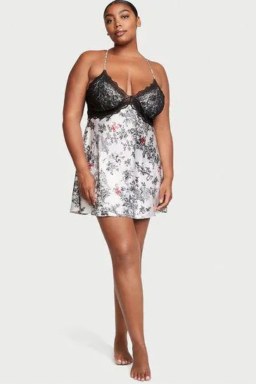 Lace Plunge Open Back Slip Dress