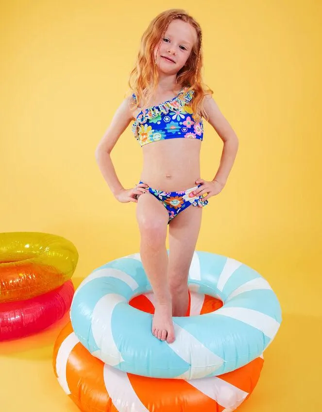Girls Boho Floral Bikini Blue