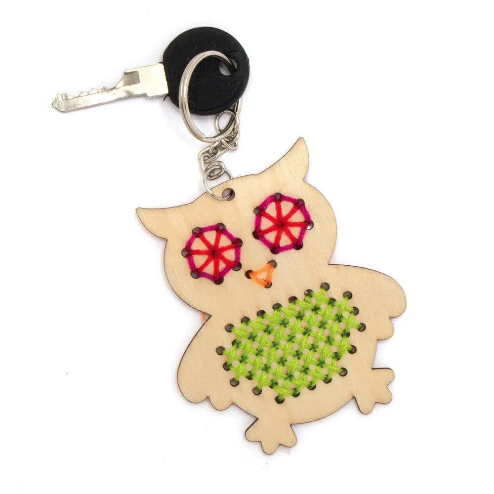 Owl Wooden Threading Keyring Kits