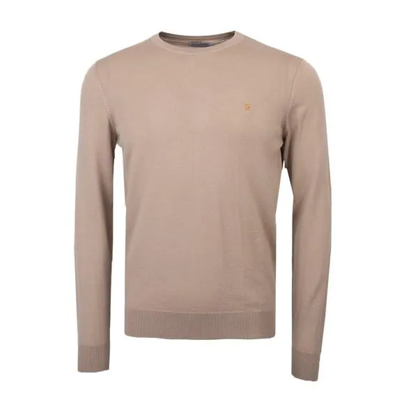 Mens Beige Mullen Wool Crew Jumper