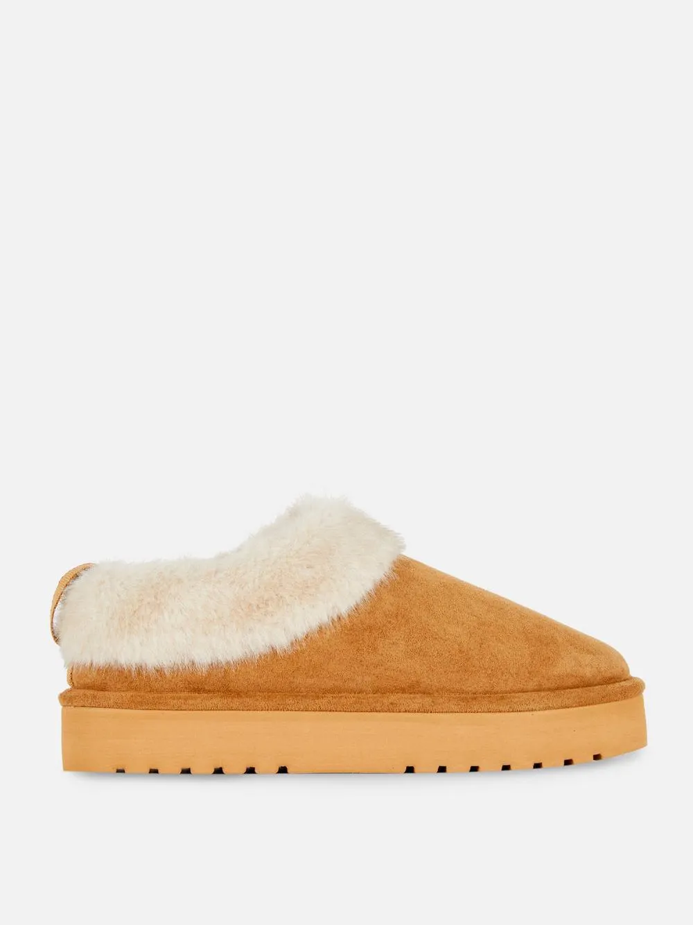 Faux Fur Trim Clog Slippers