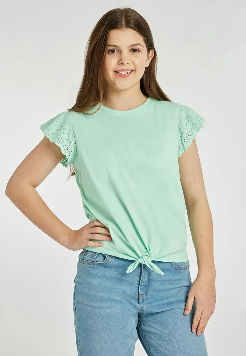 Older Girls Mint Green Knotted Front T-Shirt