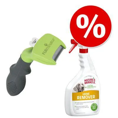 FURminator Dog Brush + Nature's Miracle Remover Spray - Bundle Price! *