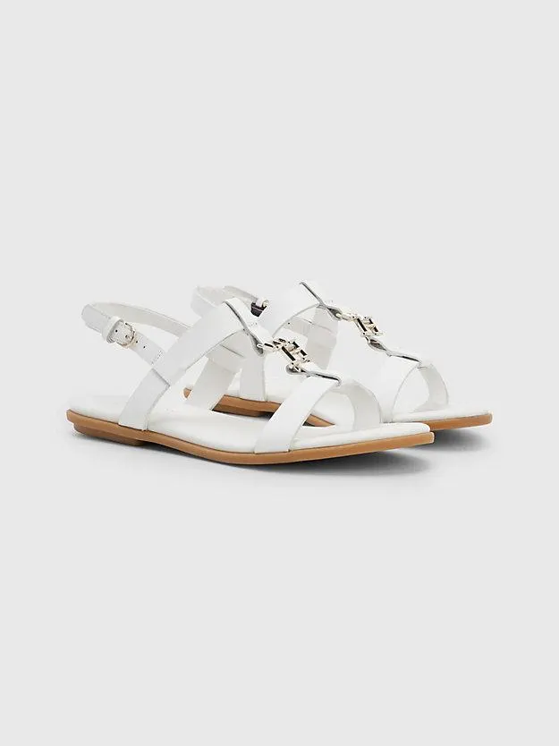 Leather Monogram Flat Sandals