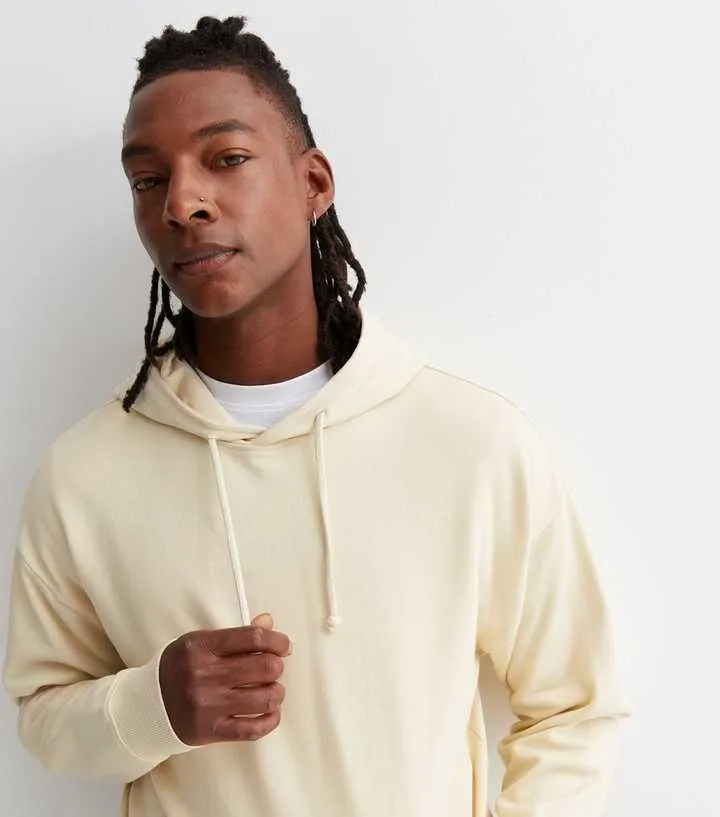 Cream Pocket Front Relaxed Fit Hoodie