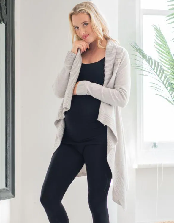 Grey Cotton & Cashmere Waterfall Maternity Cardigan