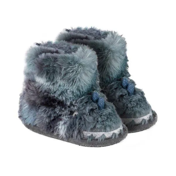 totes Grey Dino Kid's Bootie Slippers