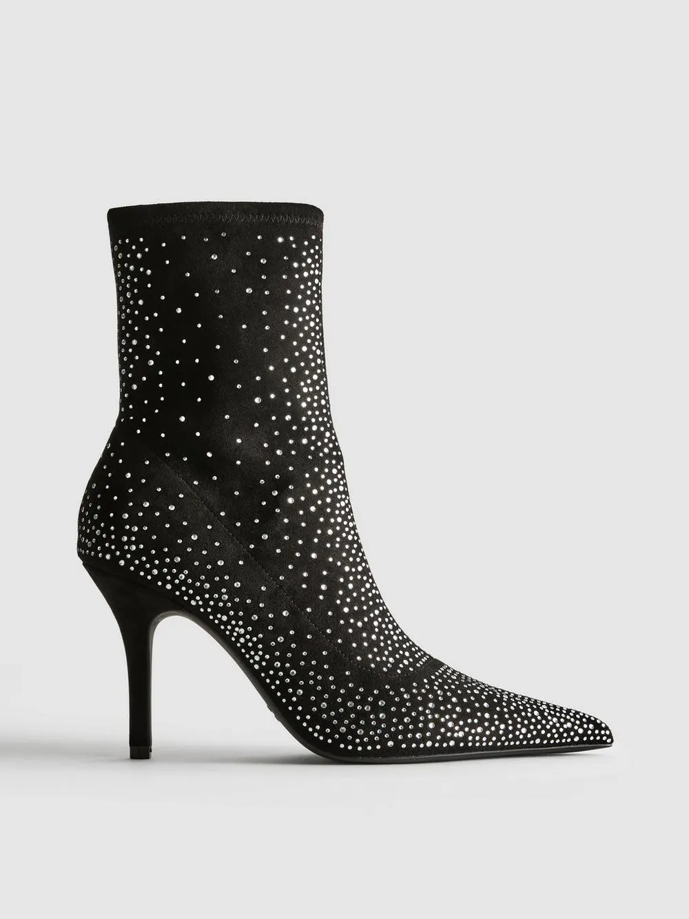 Embellished Diamanté Heeled Sock Boots