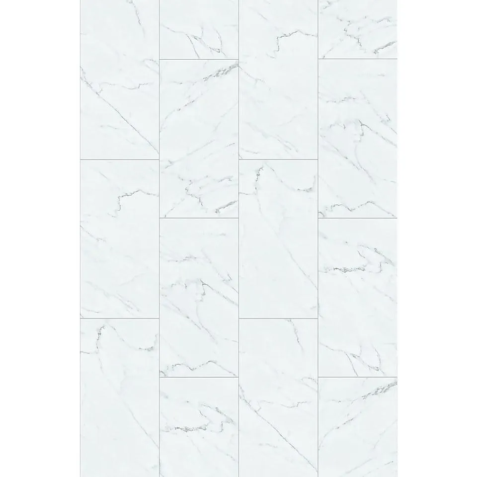 Plancs White Marble Self-Adhesive Vinyl Floor Tile 5 Piece Pack - 0.93 sqm