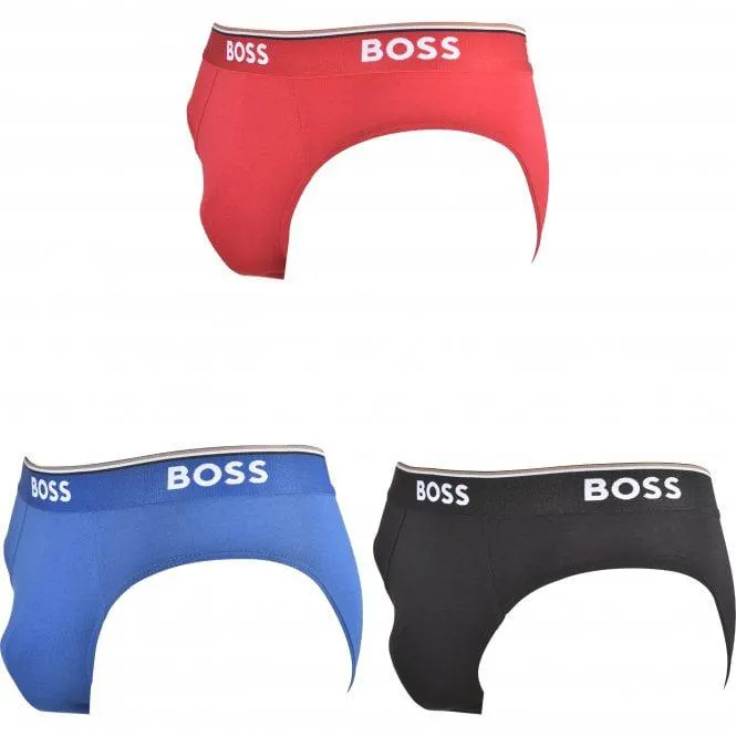 BOSS 3-Pack Power Logo Briefs, Red/Blue/Black