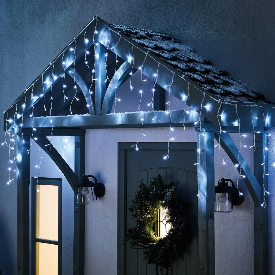 240 LED Timer Icicle String Outdoor Christmas Lights - Bright White