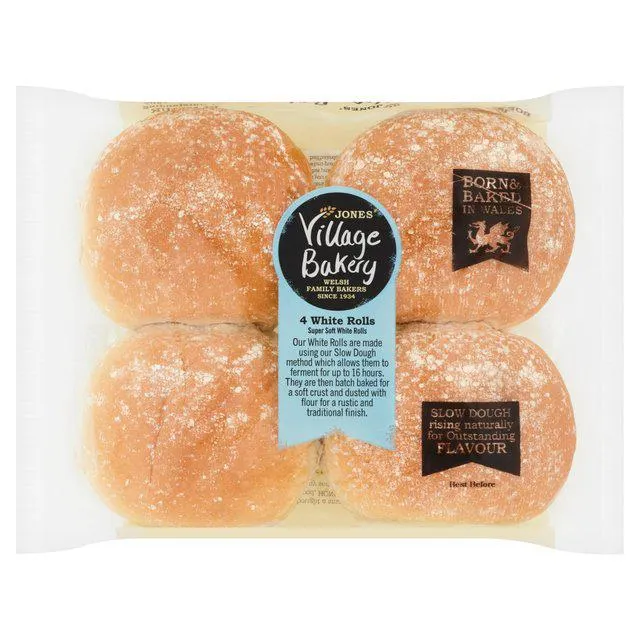 Village Bakery White Rolls 4 per pack