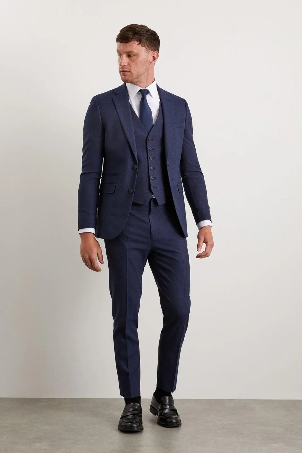 Skinny Fit Navy Marl Suit Jacket