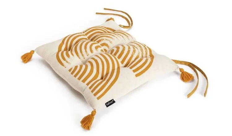 Habitat Block Print Pack of 2 Seat Cushion - Orange