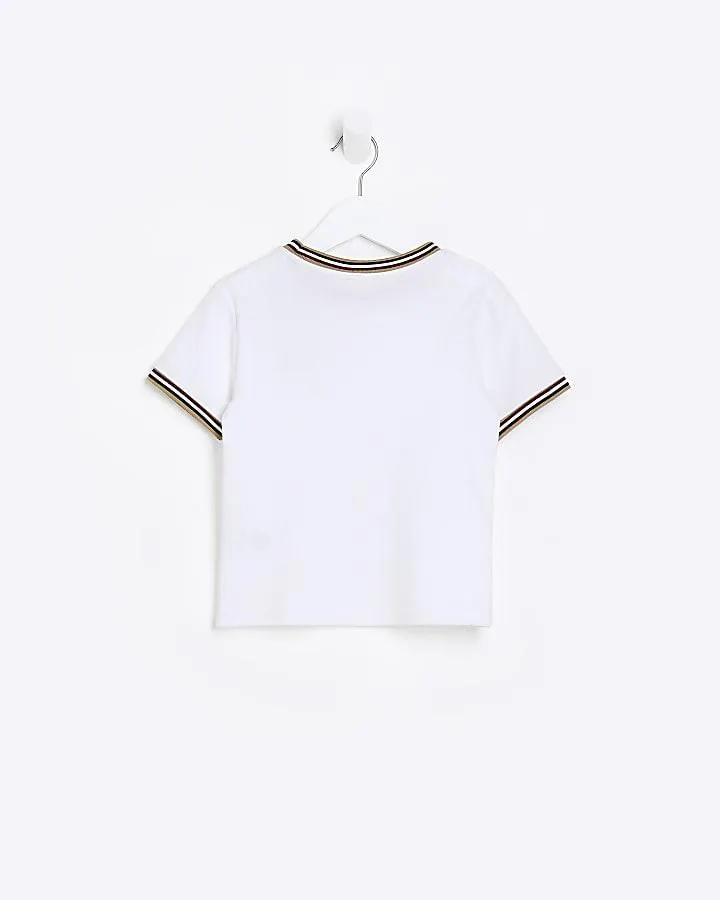 Mini boys White stripe trim t-shirt
