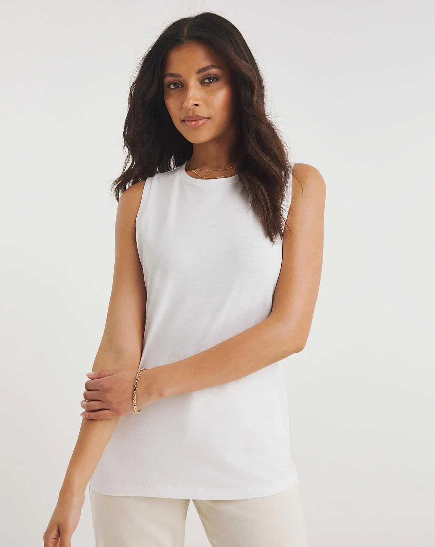 White Basic Cotton Tank Top Vest