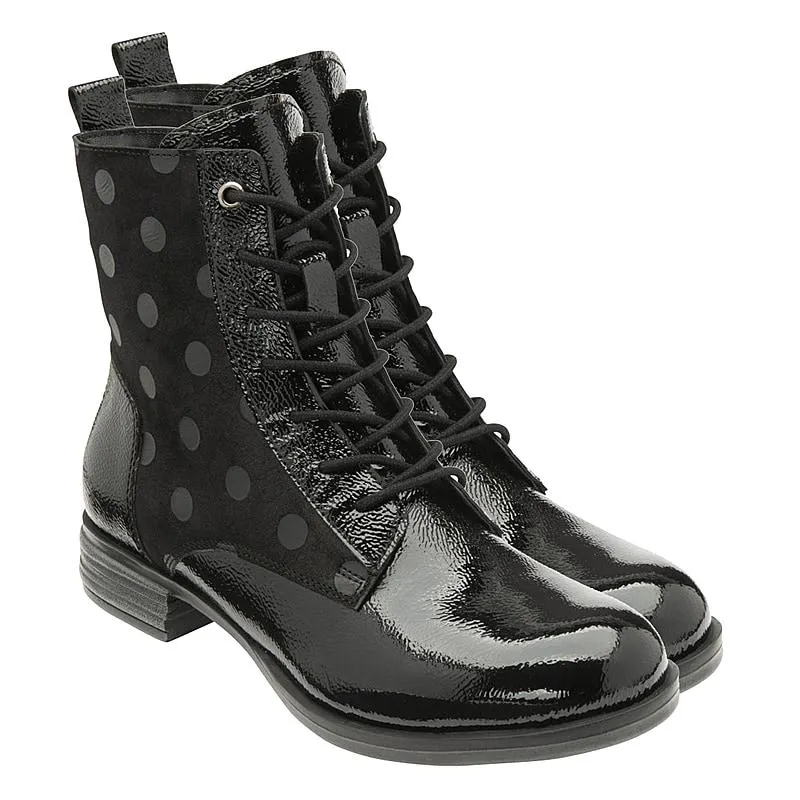 LOTUS Hawaii Ladies Leather Ankle Boots - BlackPatent