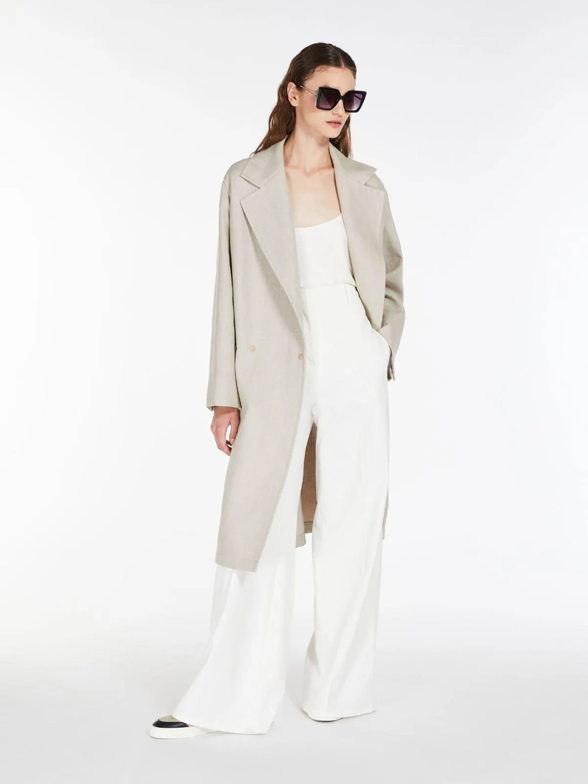 Jersey and linen duster coat