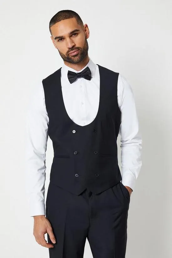 Tailored Fit Black Tuxedo Suit Waistcoat